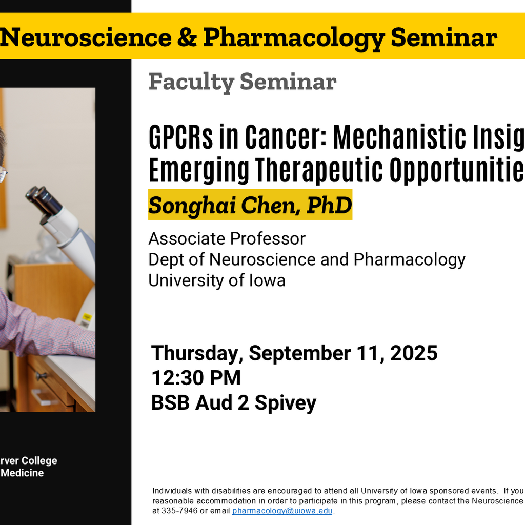 Neuroscience & Pharmacology Faculty Seminar - Songhai Chen, PhD promotional image