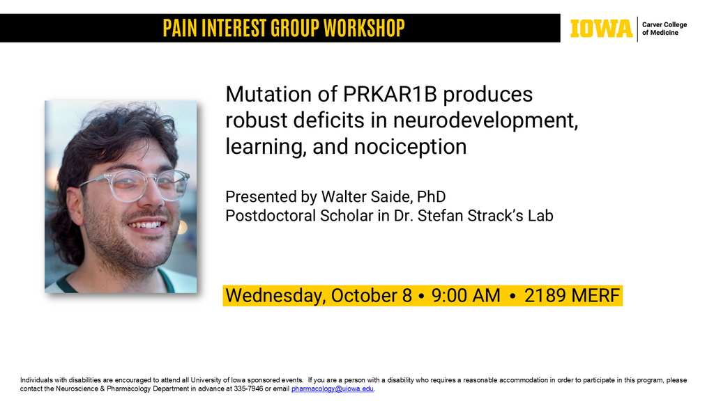 Pain Interest Group Workshop - Walter Saide, PhD promotional image